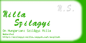milla szilagyi business card