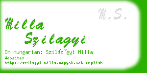 milla szilagyi business card